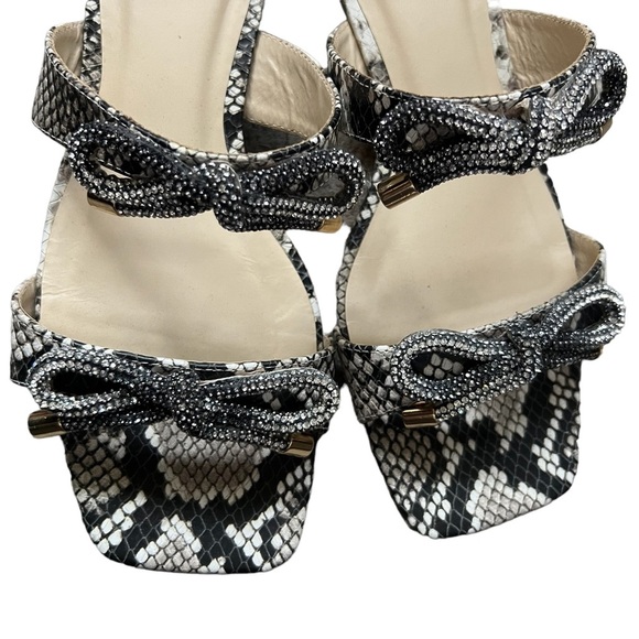 Anthroplogie Maeve Glitter Bow Snakeskin Sandals Gray NWOT Size 8 - Picture 9 of 12